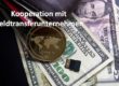Ripple Münze und Dollar Scheine