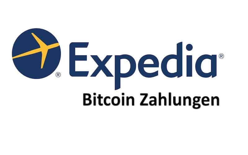 Expedia und Bitcoin Zeichen