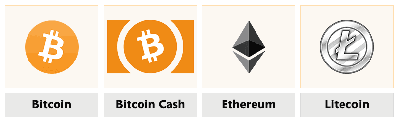 U.a. Bitcoin, Bitcoin Cash, Ethereum und Litecoin sind verfügbar