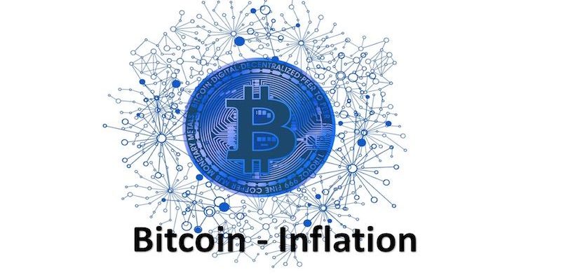 Bitcoin Logo mit dem Wort Inflation