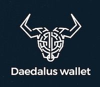 Daedalus Wallet Symbol in schwarz und weiß