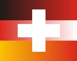 Flagge von Deutschland, Österreich und Schweiz vermischt